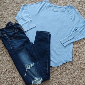 Mossimo cute blue knit shirt size small